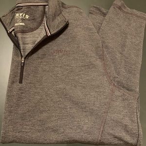 Orvis Men’s Large Long-sleeved 1/4 zip shirt charcoal Gray